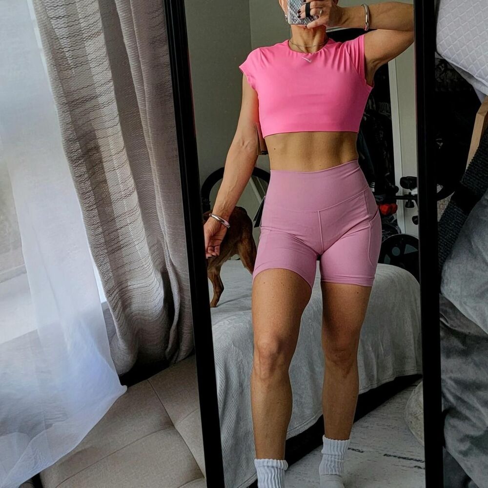 NWT NIKE ONE women's athletic bike shorts in bubblegum pink